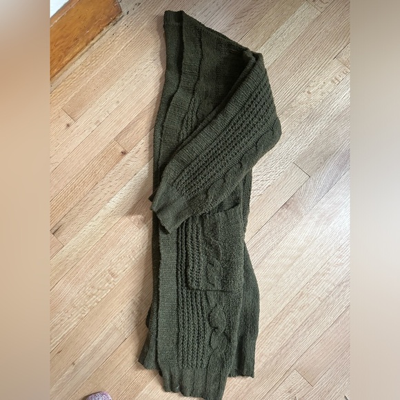 BIBI TWIST KNITTED OPEN FRONT CARDIGAN WITH POCKETS - Size Small, Green - Picture 6 of 6